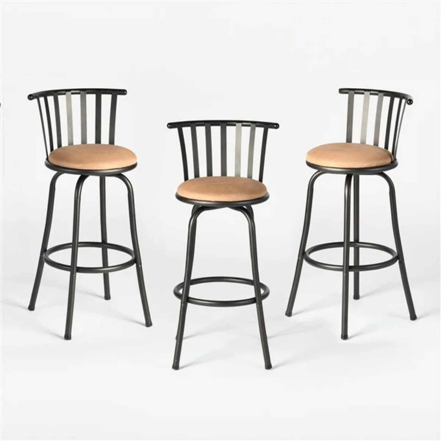 Metal Swivel Bar Stool with Back set of 3 thumbnail