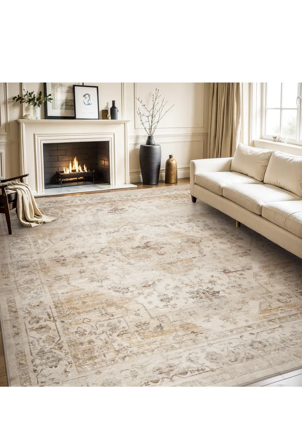9x6 ft Beige Area Rug thumbnail
