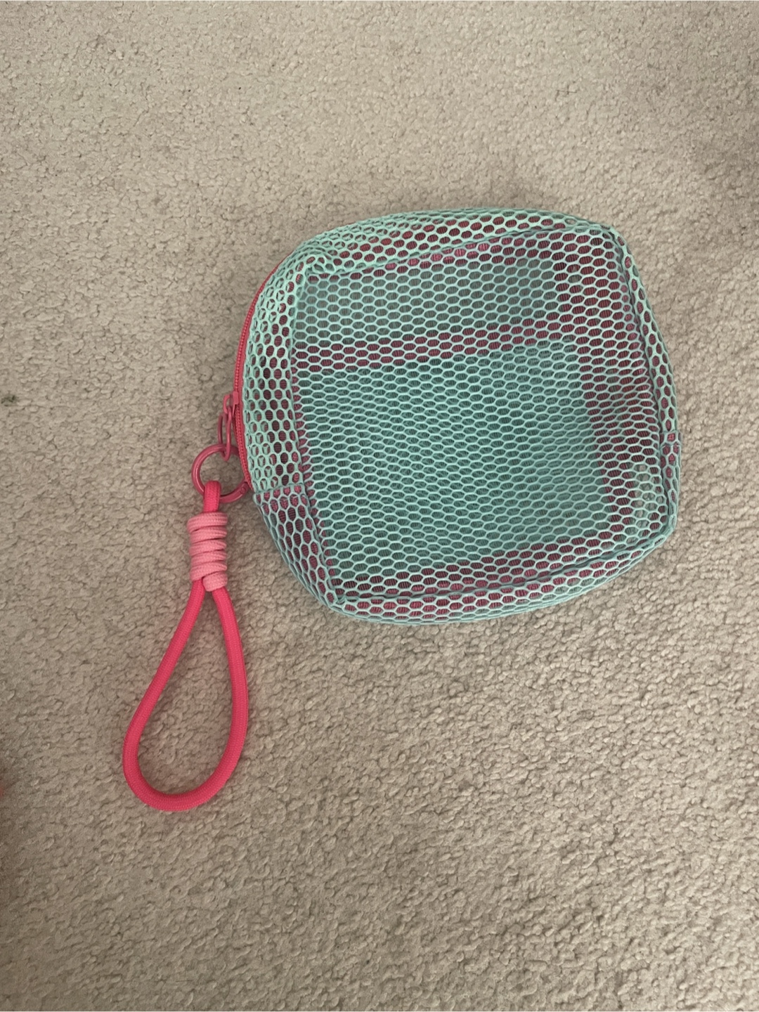 Mesh Zipper Pouch - Pink & Aqua