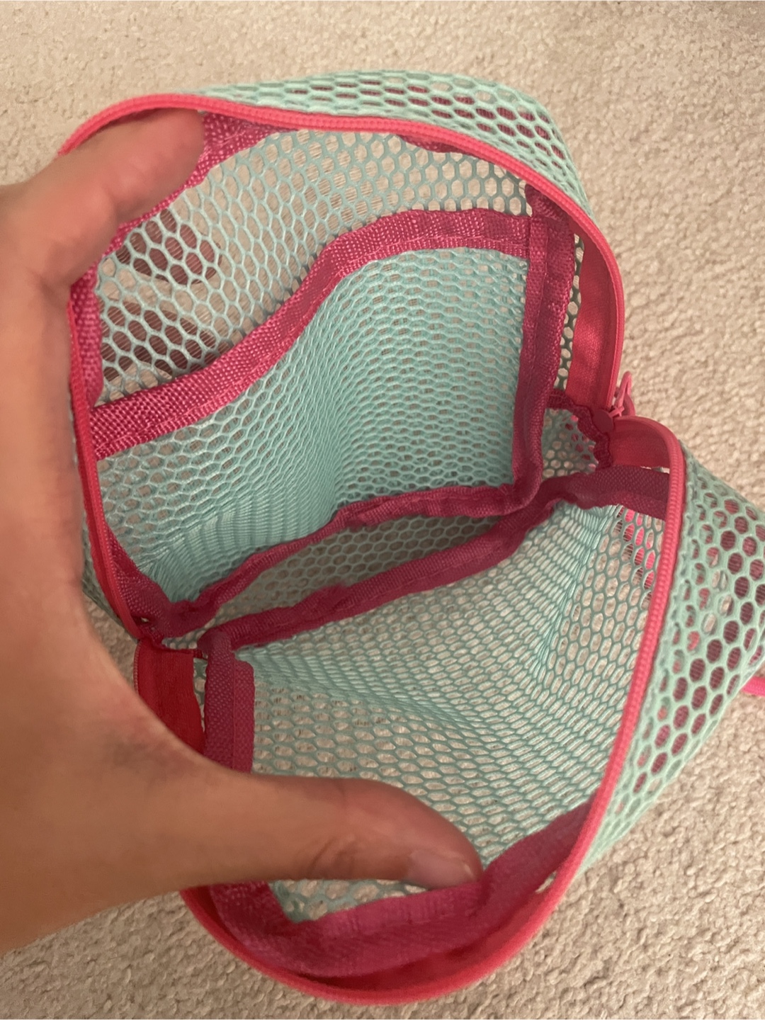 Mesh Zipper Pouch - Pink & Aqua - photo 4
