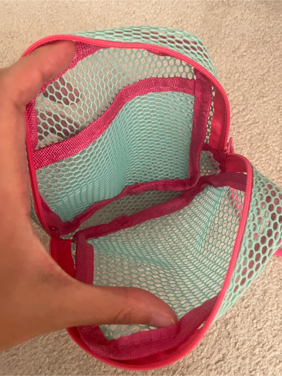 Mesh Zipper Pouch - Pink & Aqua image indicator(4)