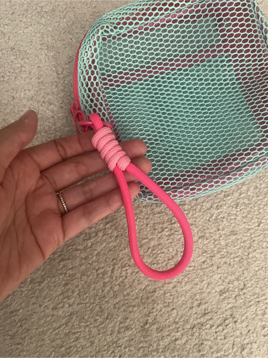 Mesh Zipper Pouch - Pink & Aqua - photo 2