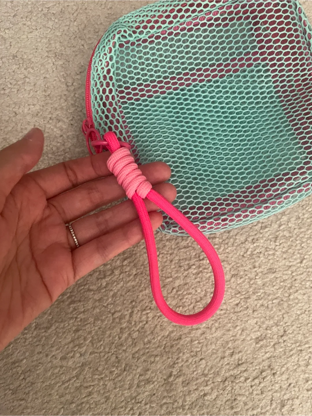 Mesh Zipper Pouch - Pink & Aqua image indicator(2)