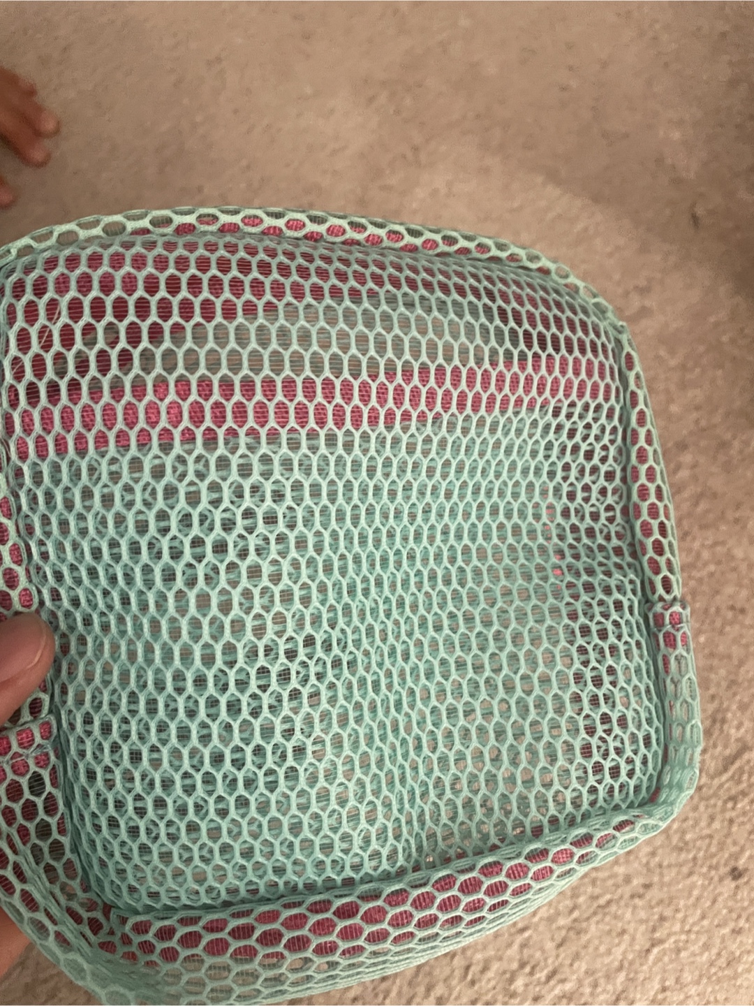 Mesh Zipper Pouch - Pink & Aqua - photo 3