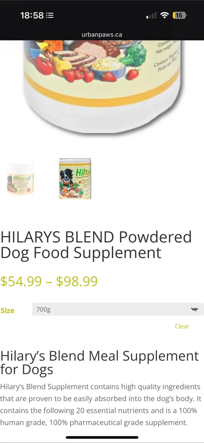 *New* $110 Hilary's Blend Powdered Dog Food Supplement image indicator(2)