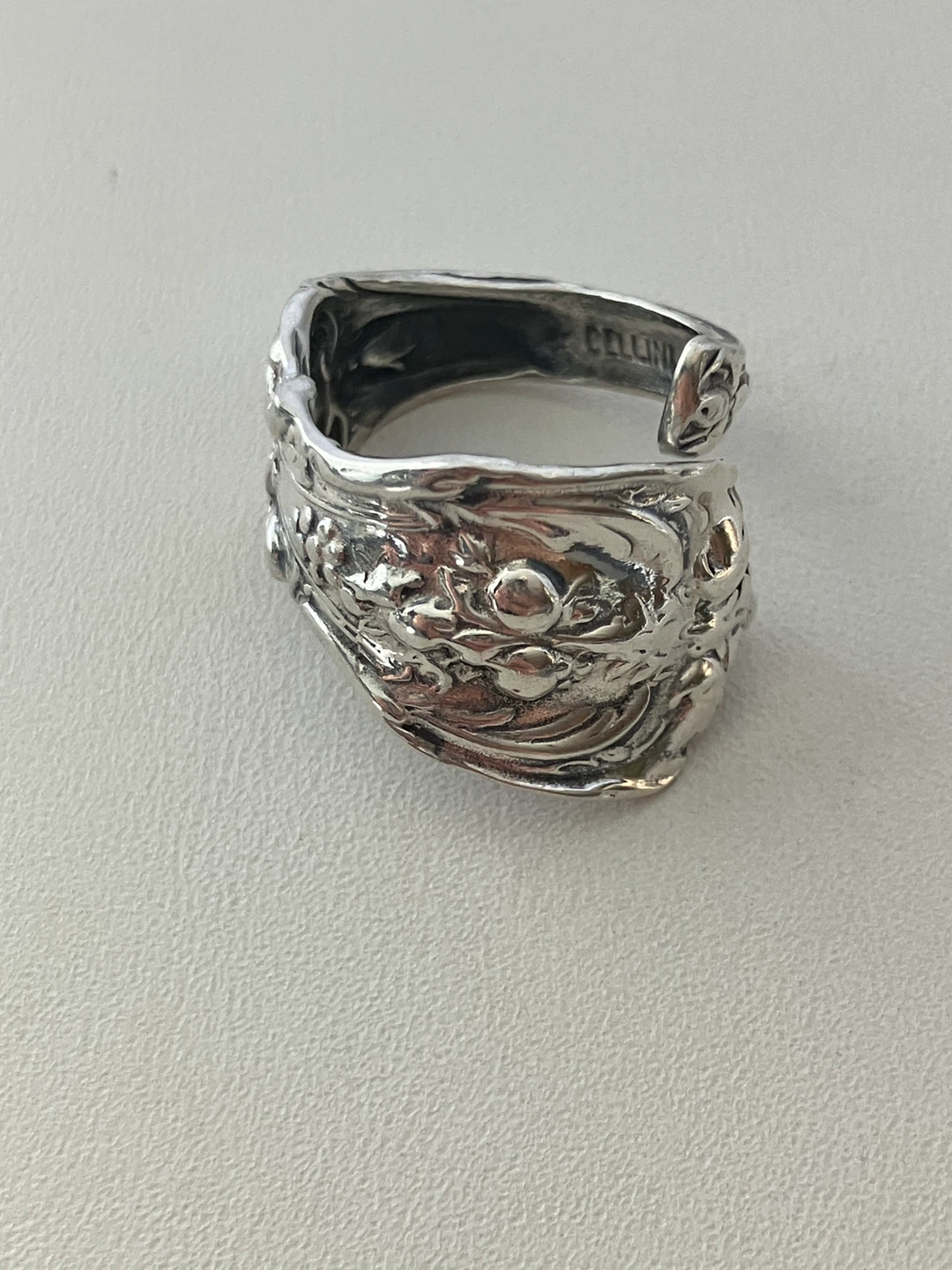 Cellini Sterling Silver Vintage spoon Ring Size Adjustable