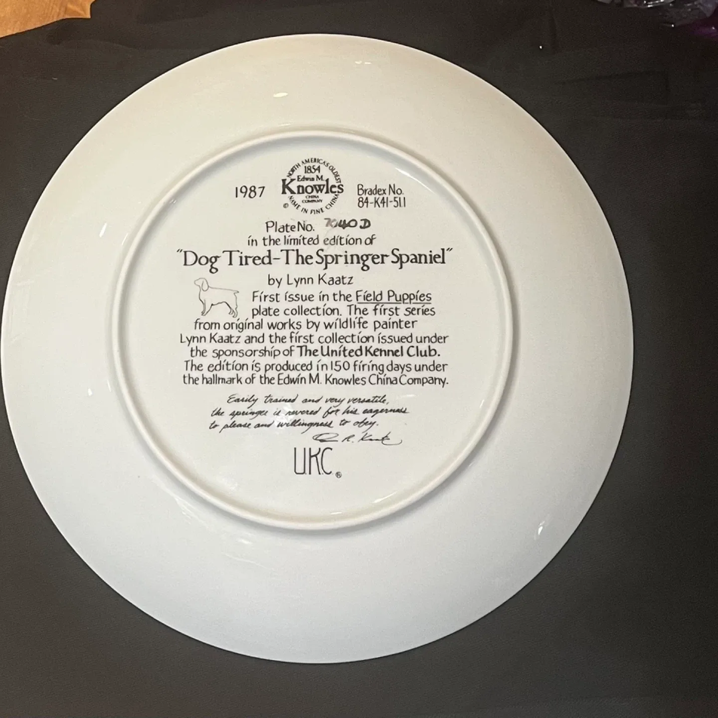 Knowles "Dog Tired-The Springer Spaniel" Collector’s Plate image indicator(2)