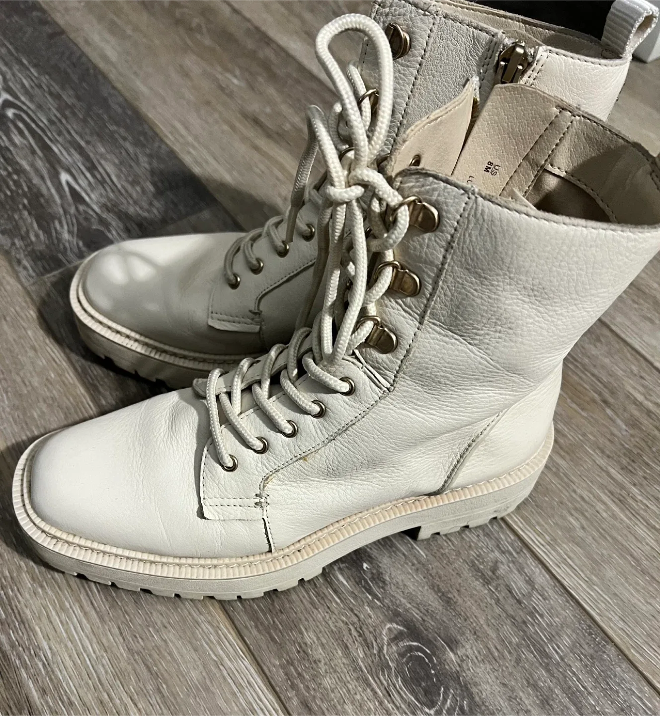 Sam Edelman LUE White Leather Boots - Size 8