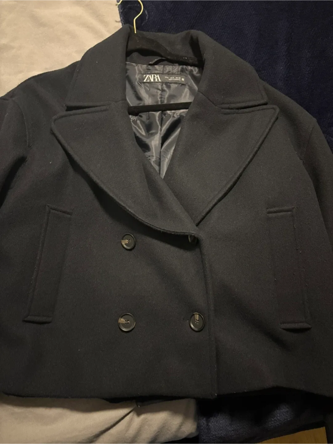 Zara Black Cropped Pea Coat image indicator(2)
