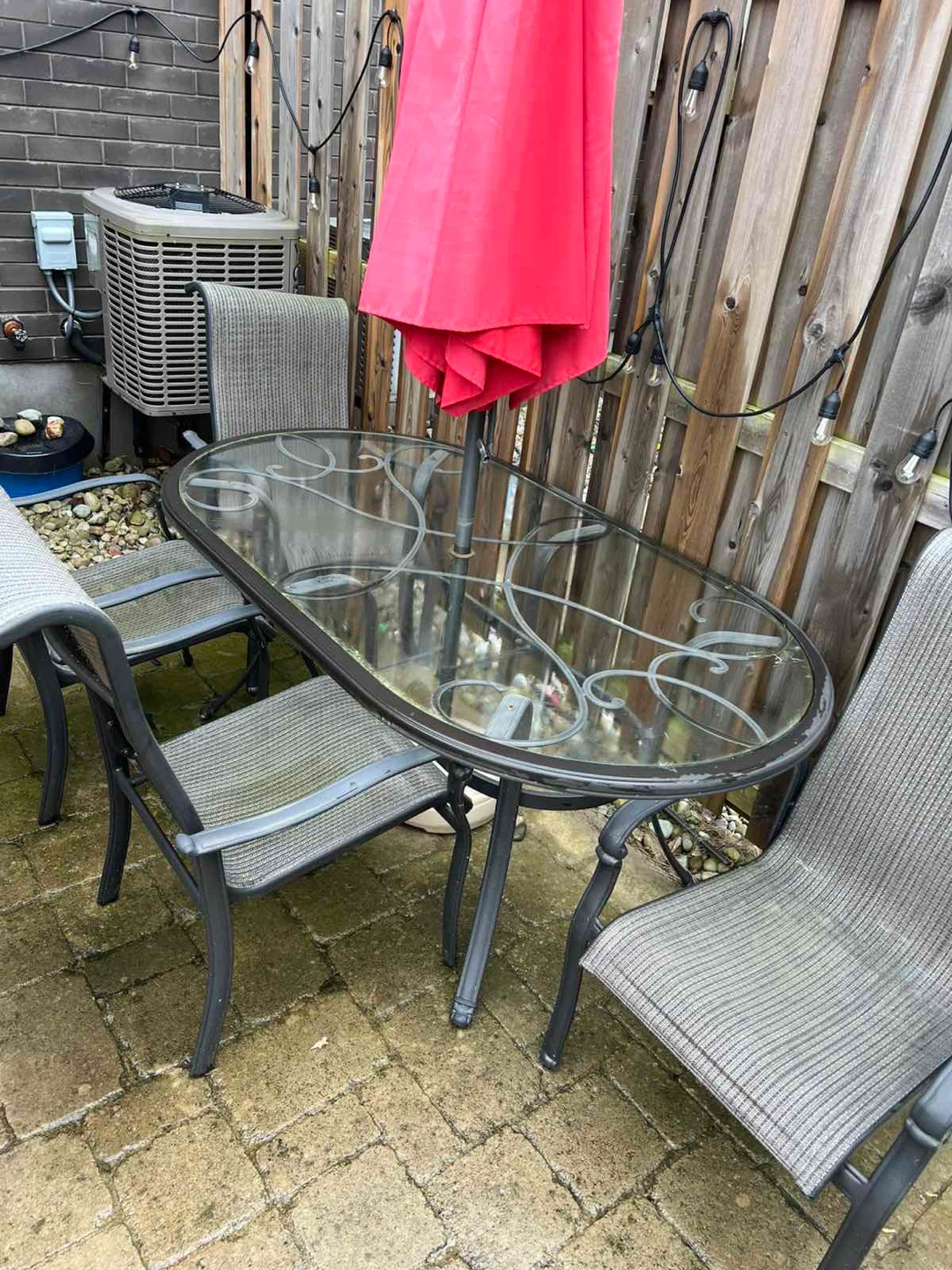 Outdoor Patio Set – Table + 6 Chairs + Umbrella 🌞