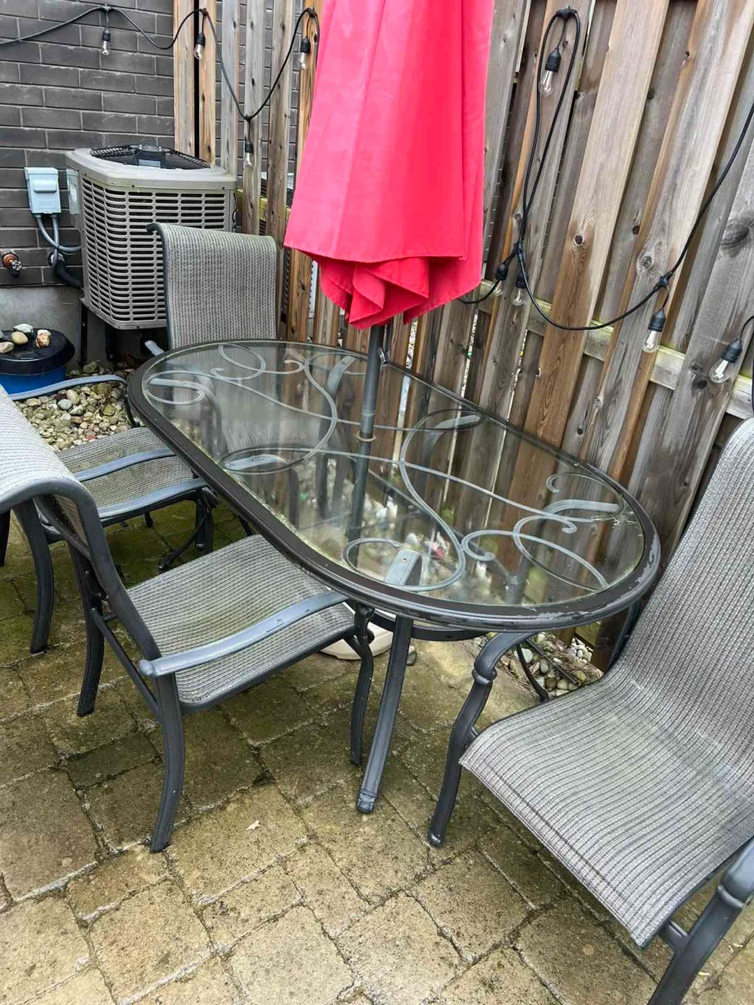 Outdoor Patio Set – Table + 6 Chairs + Umbrella 🌞 thumbnail