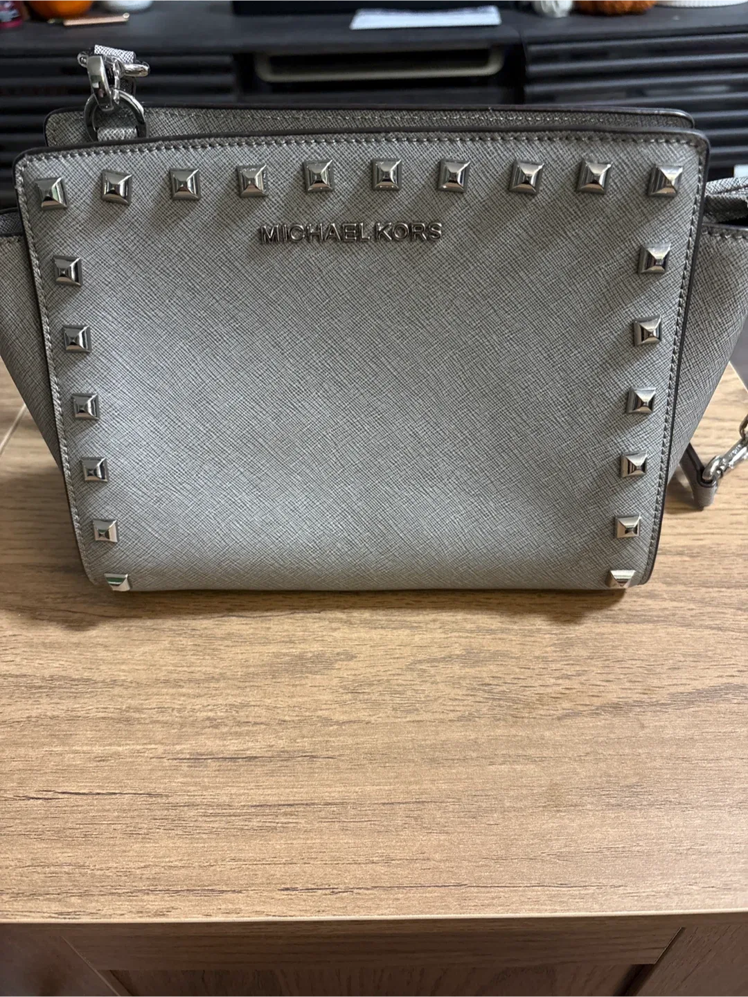 Michael Kors Grey Studded Crossbody Bag