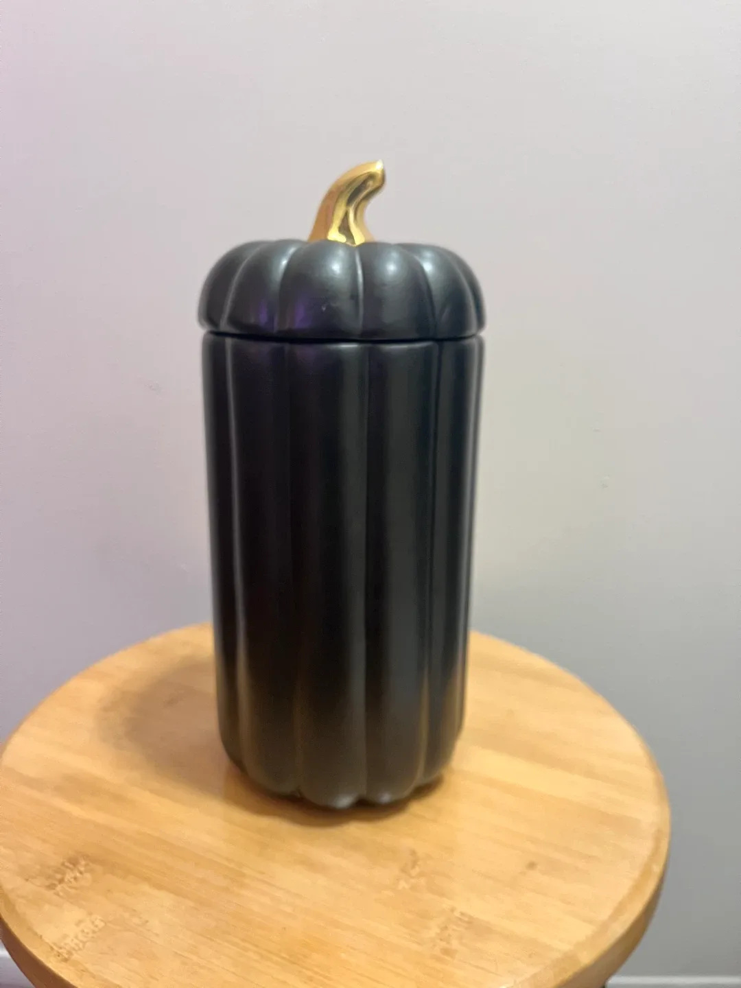 Black Halloween Pumpkin Jar with Lid thumbnail