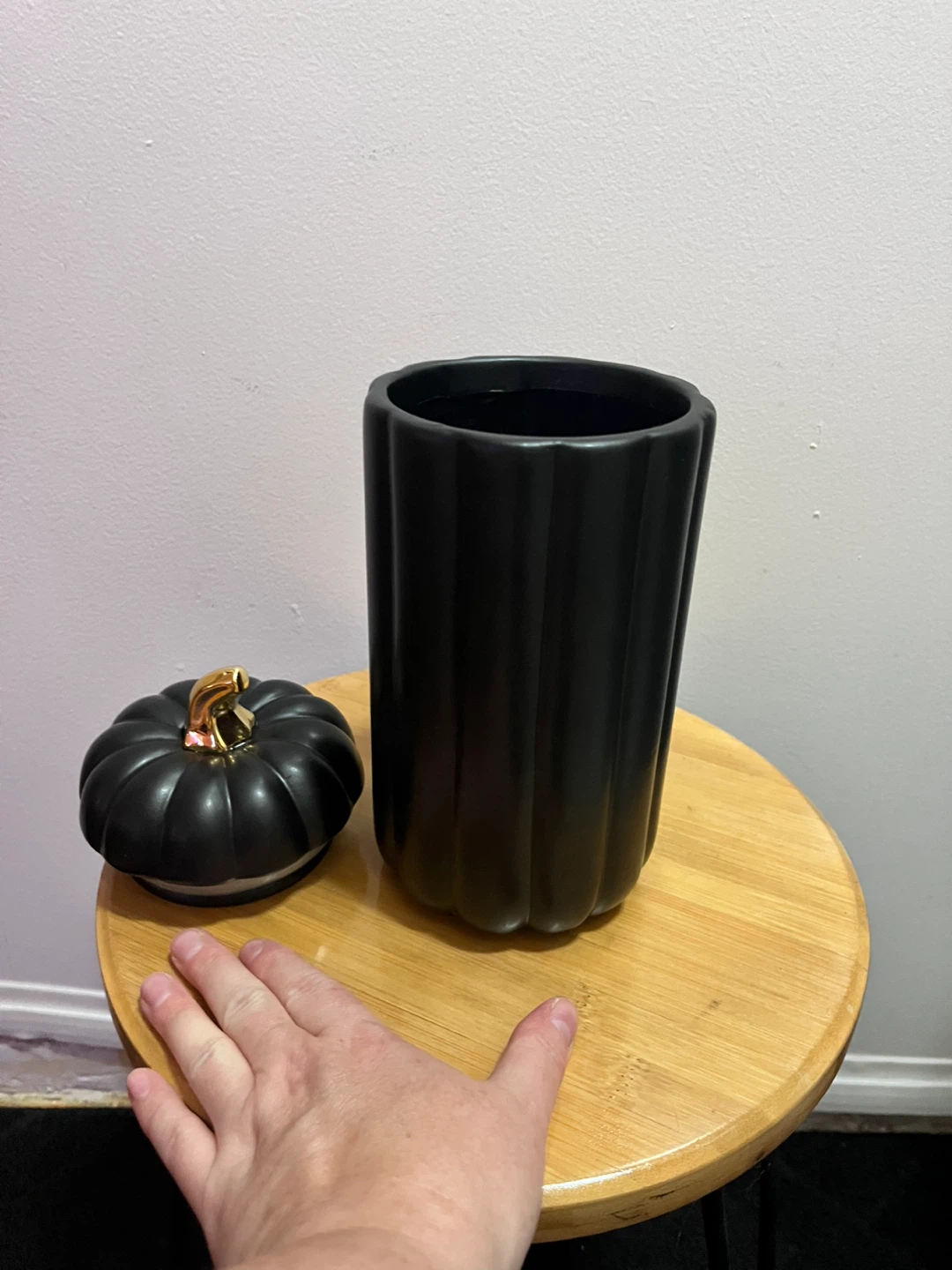 Black Pumpkin Jar with Lid - photo 4