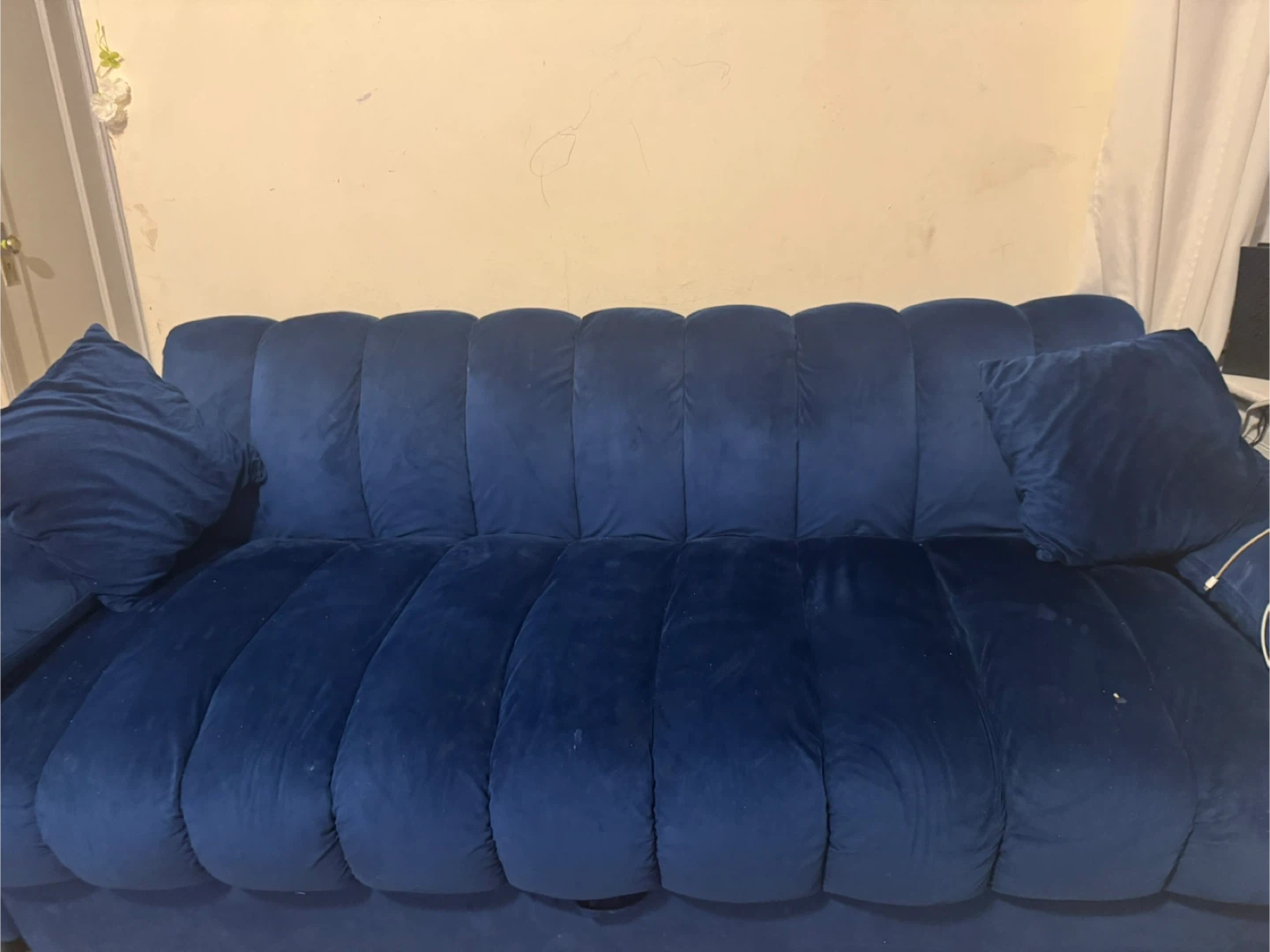 Blue Velvet Sleeper Sofa Bed - photo 2