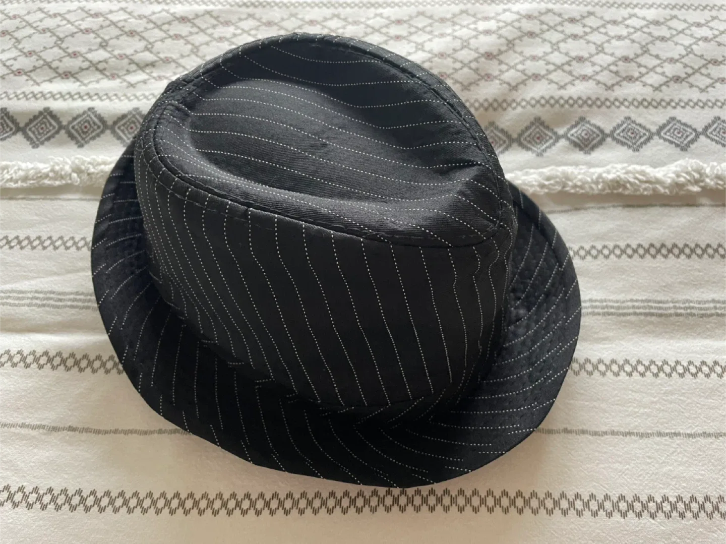 Halloween Gangster Black Pinstripe Fedora Hat image indicator(4)