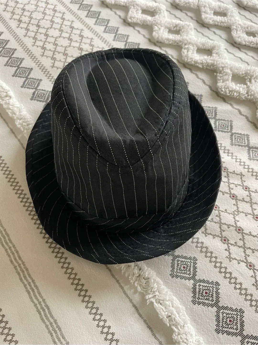Halloween Gangster Black Pinstripe Fedora Hat image indicator(3)