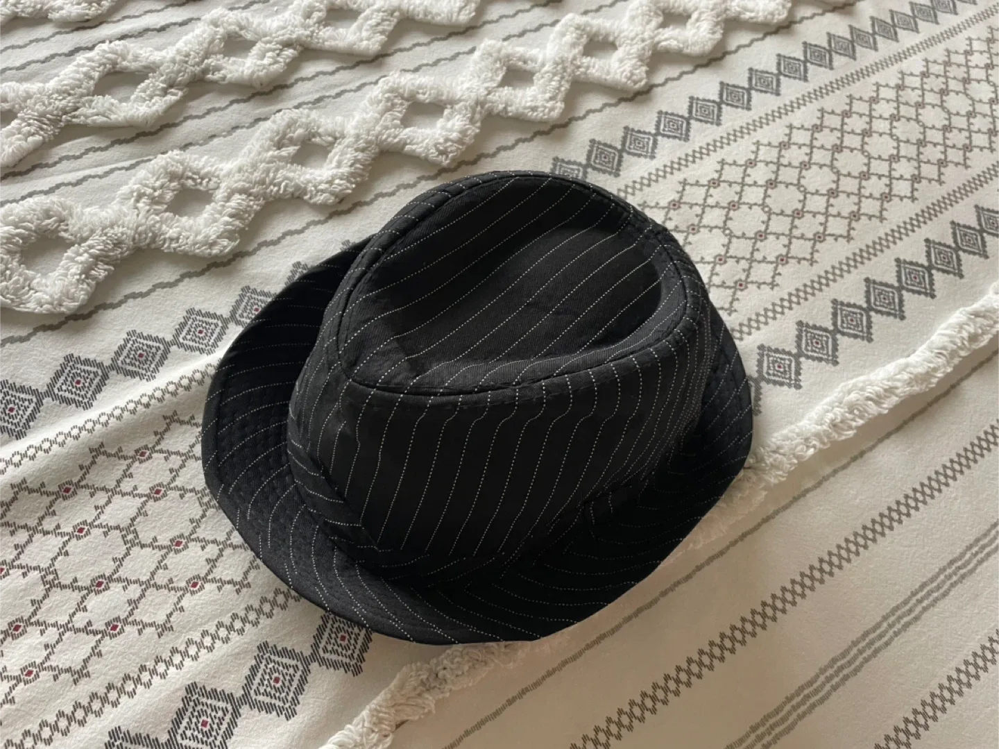 Halloween Gangster Black Pinstripe Fedora Hat