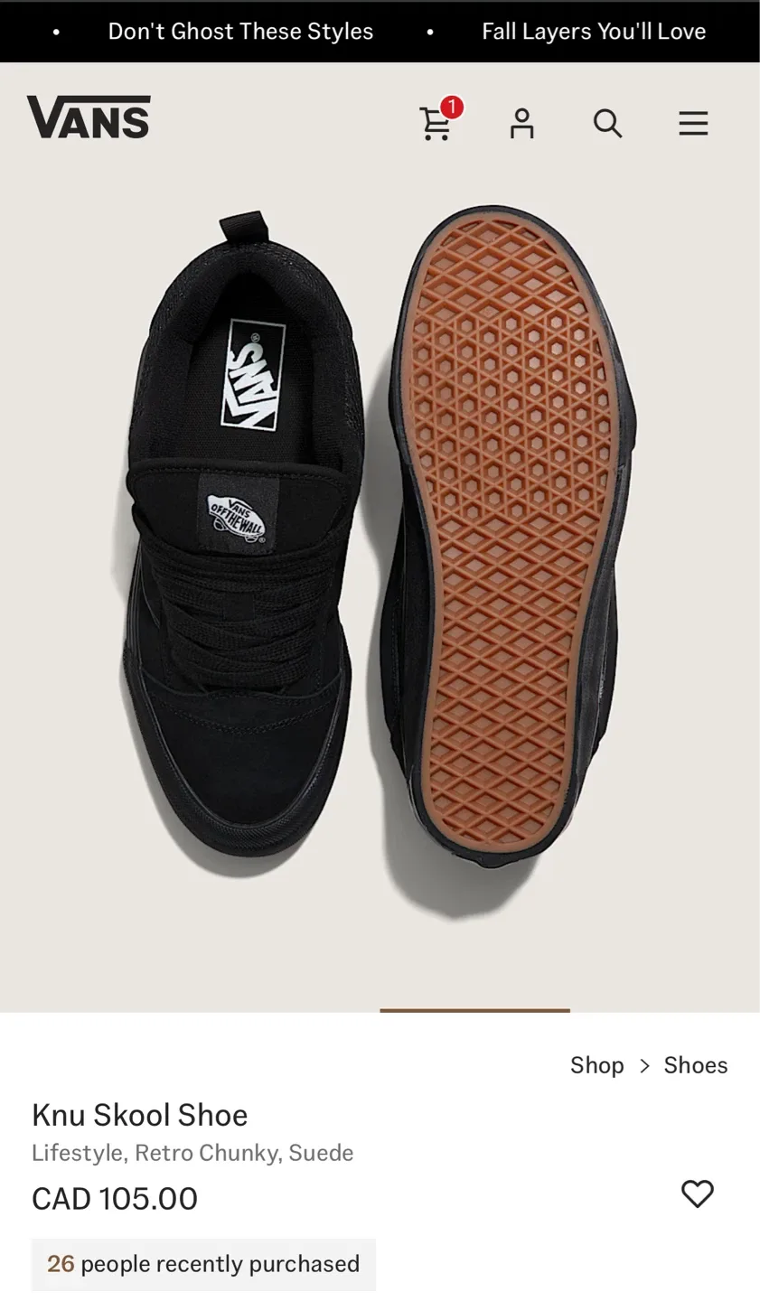 Vans Knu Skool Black, Men's Size 10 image indicator(2)