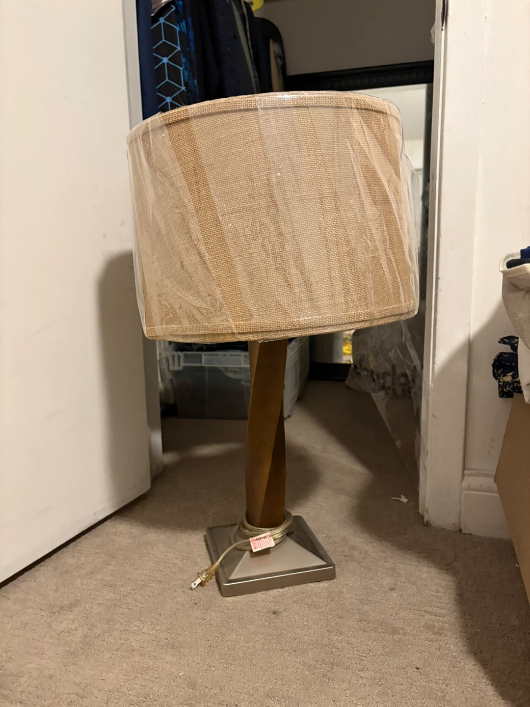 Tan Table Lamp with Burlap Shade 🥕