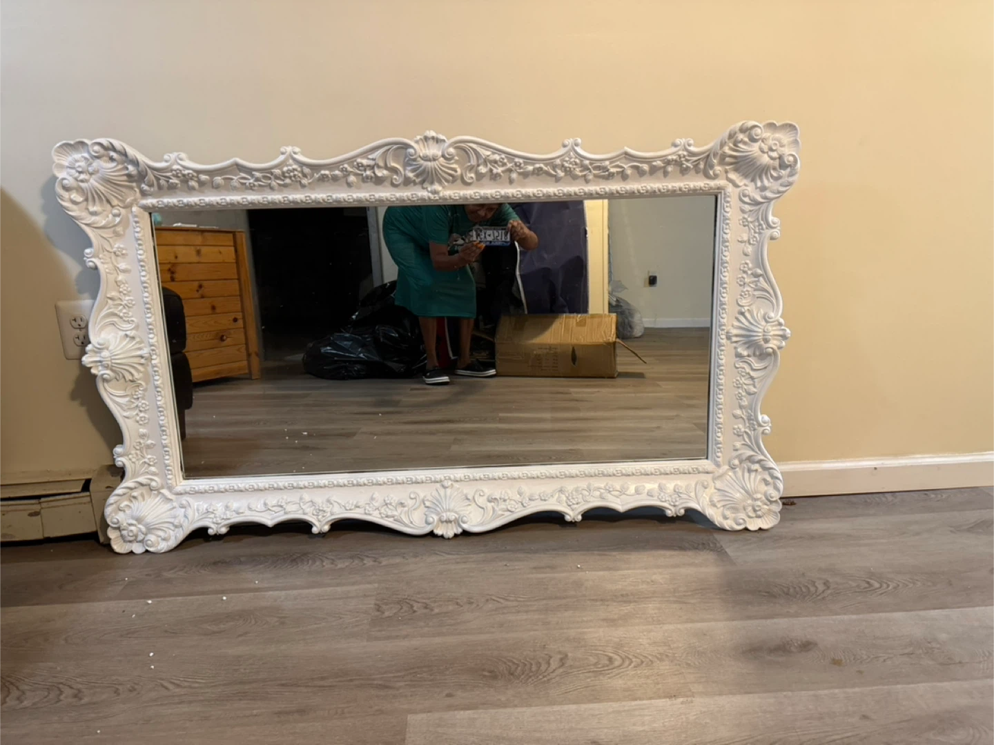 Ornate White Framed Mirror - photo 2