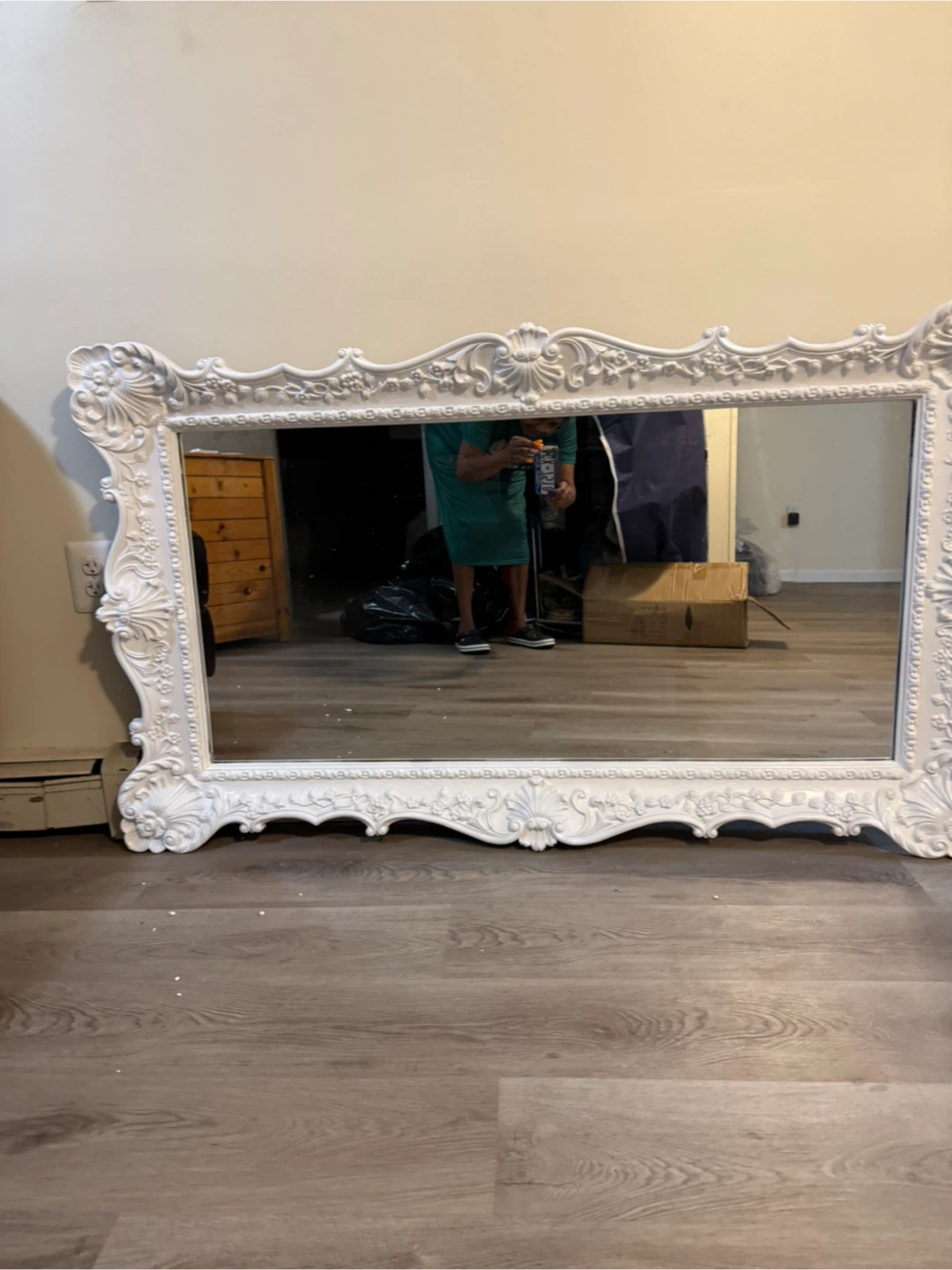 Ornate White Framed Mirror