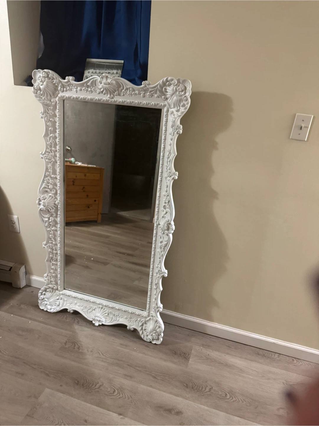 Ornate White Framed Mirror - photo 3
