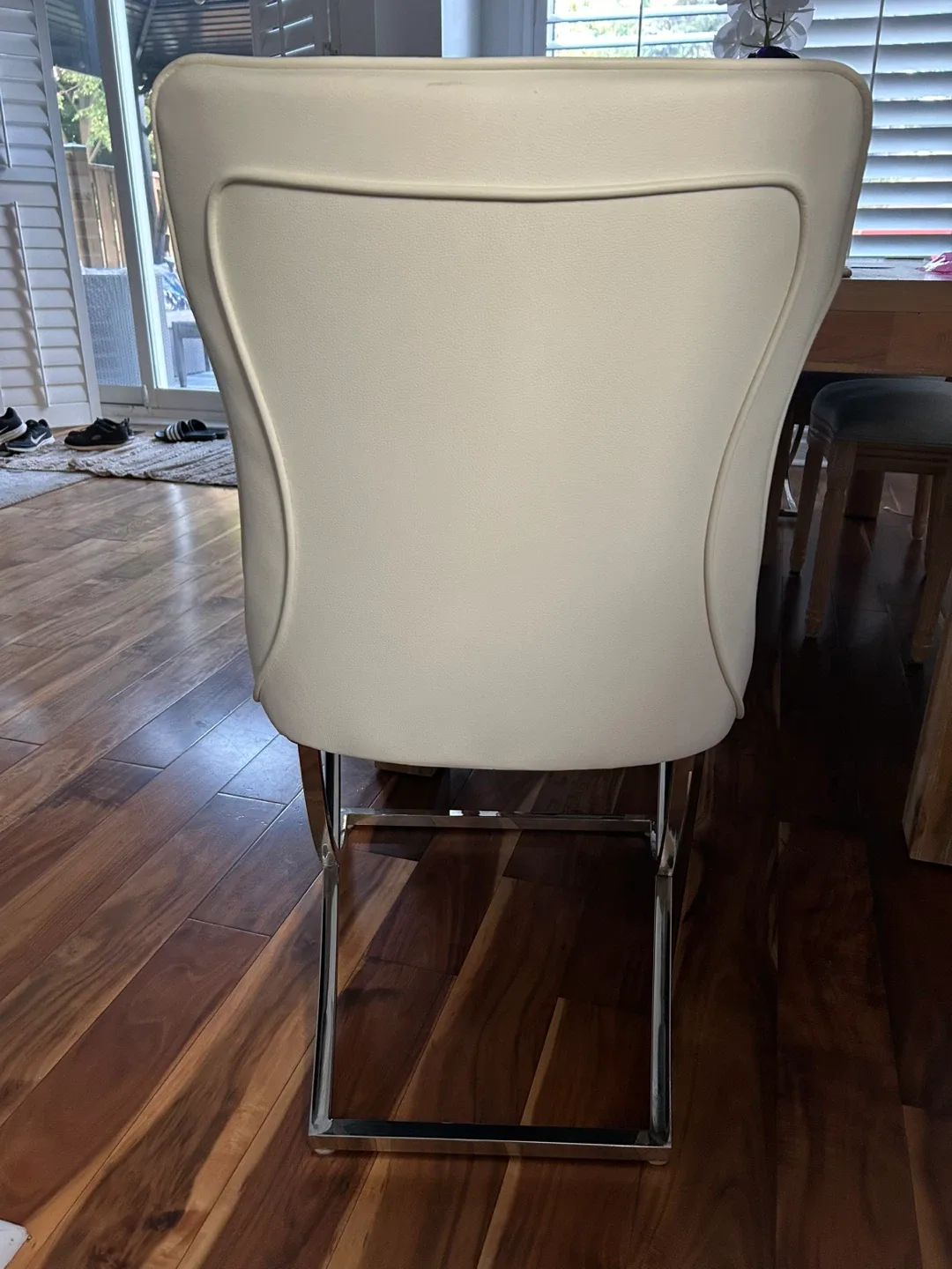 Elegant White & Chrome Dining Chair image indicator(2)