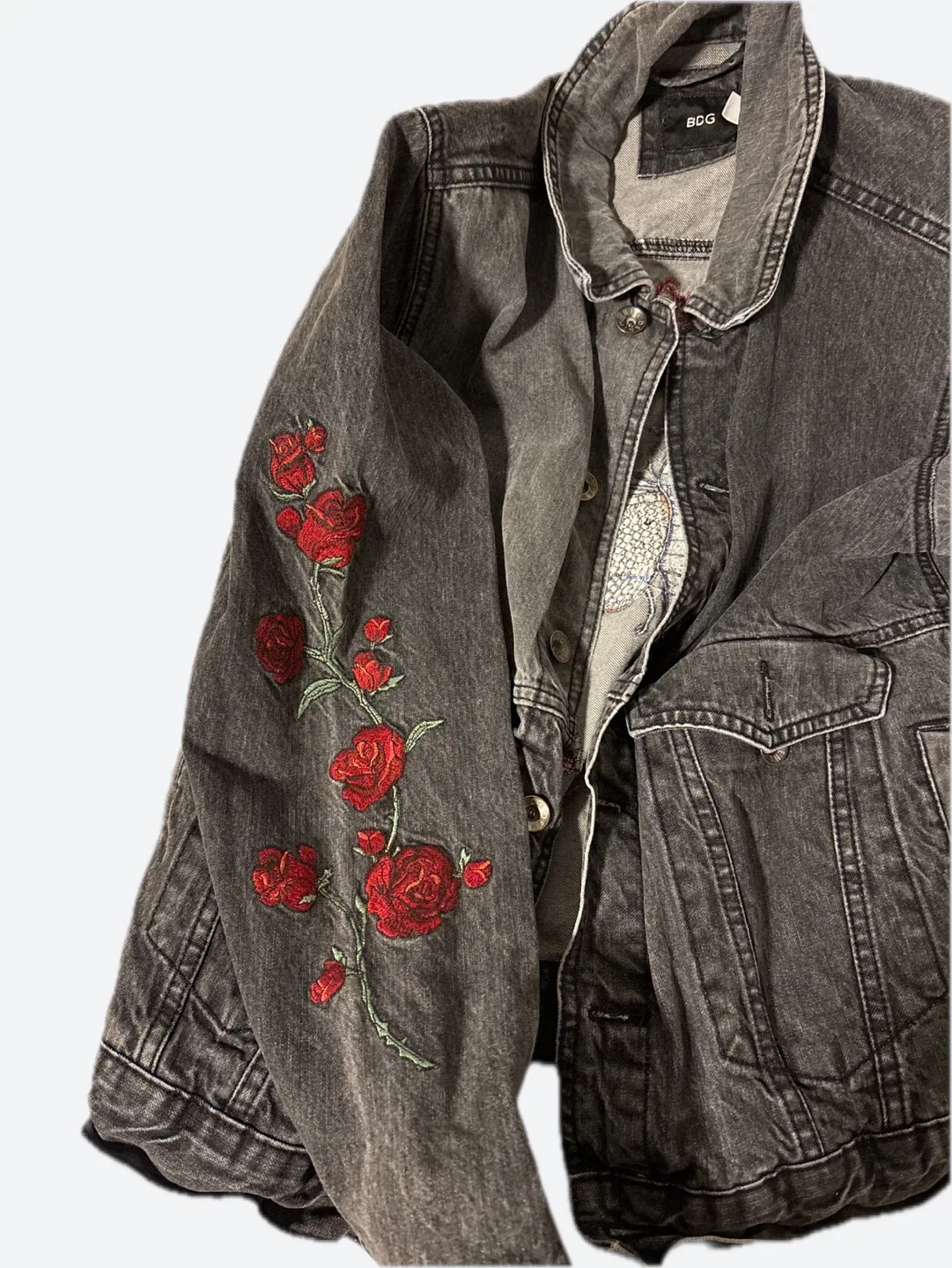 BDG Denim Jacket with Rose Embroidery image indicator(2)