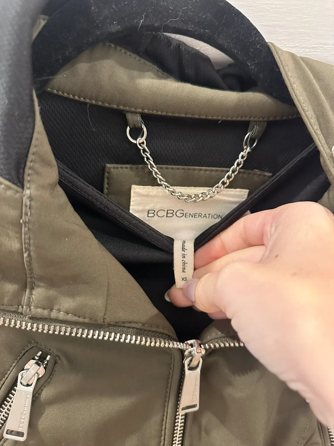 BCBGeneration Olive Green Hooded Jacket - Size S image indicator(2)