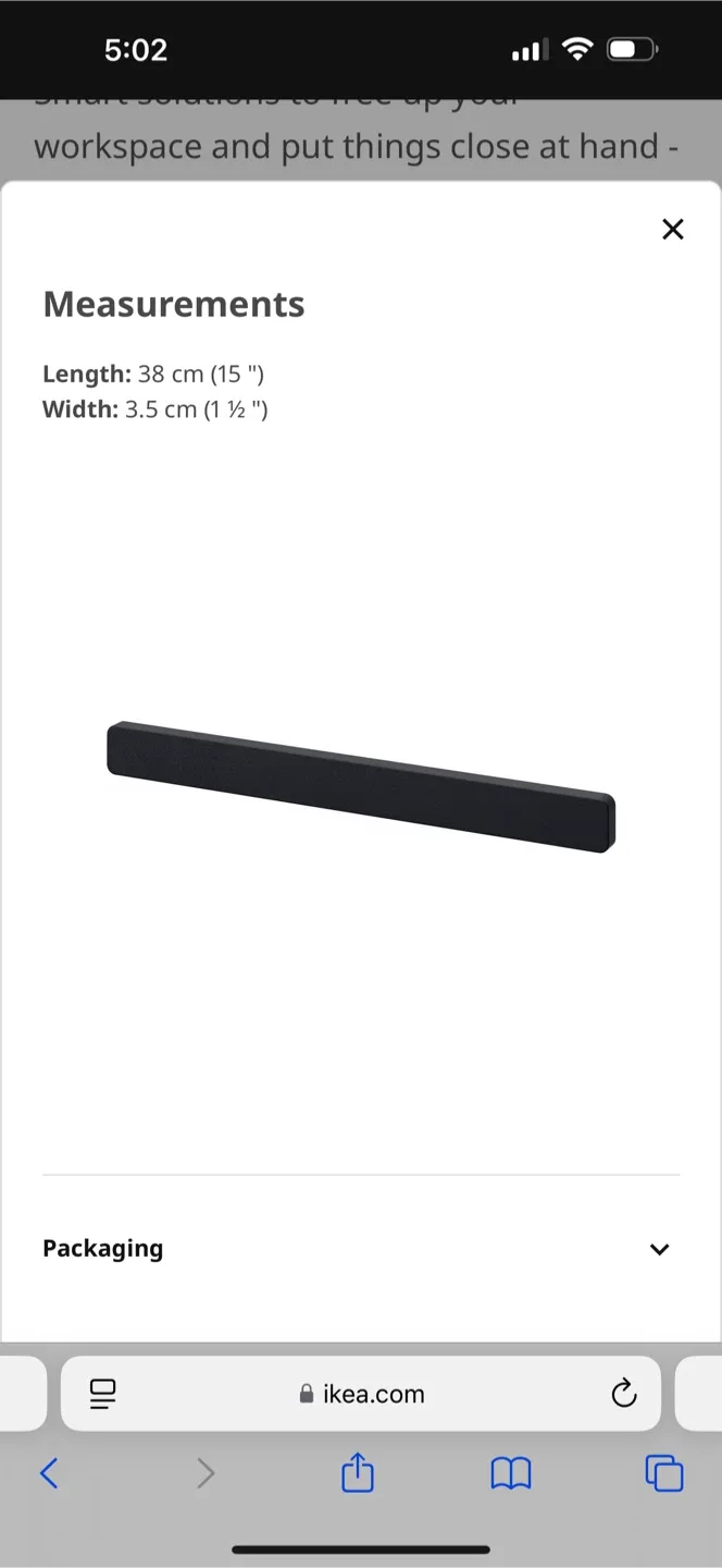 IKEA HULTARP Magnetic Knife Rack - Black, 38cm (15") image indicator(2)