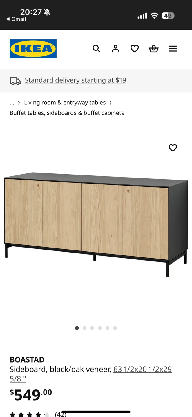 IKEA BOASTAD Sideboard - Black/Oak Veneer
