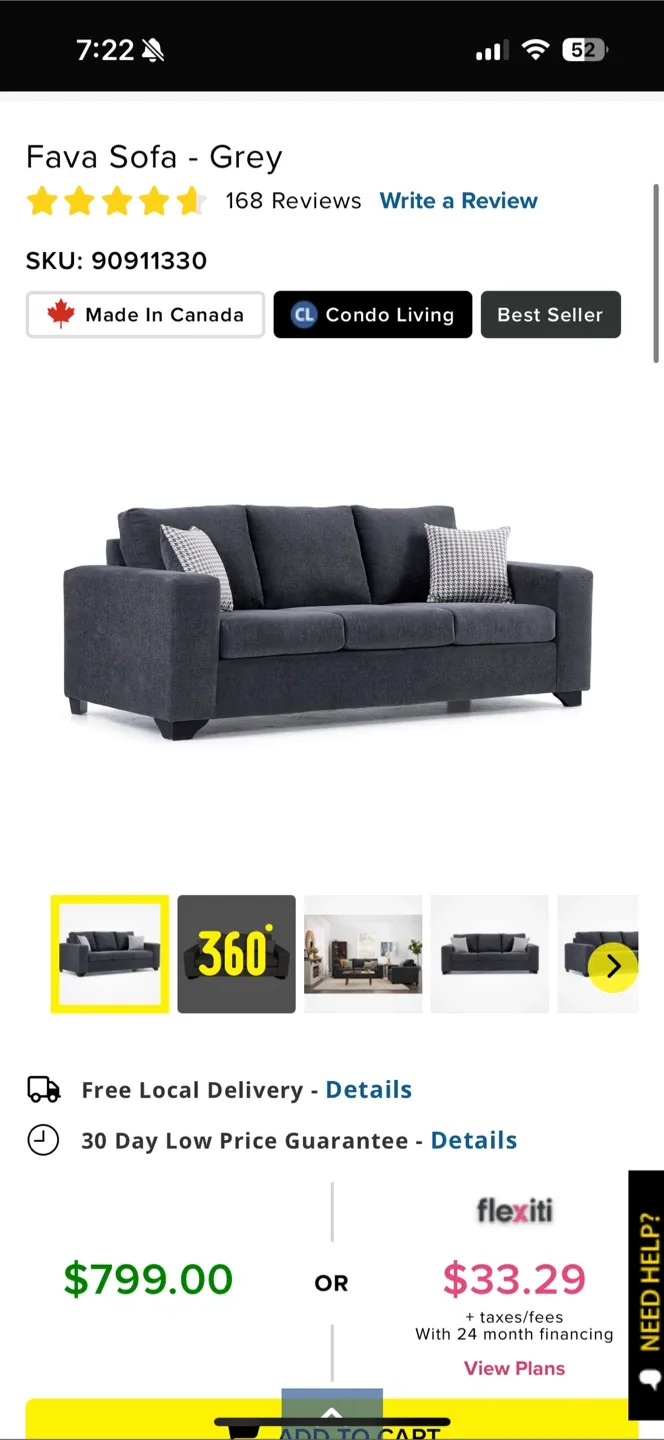 Leon’s Grey Sofa for 2-3 People - 84" x 36" image indicator(6)