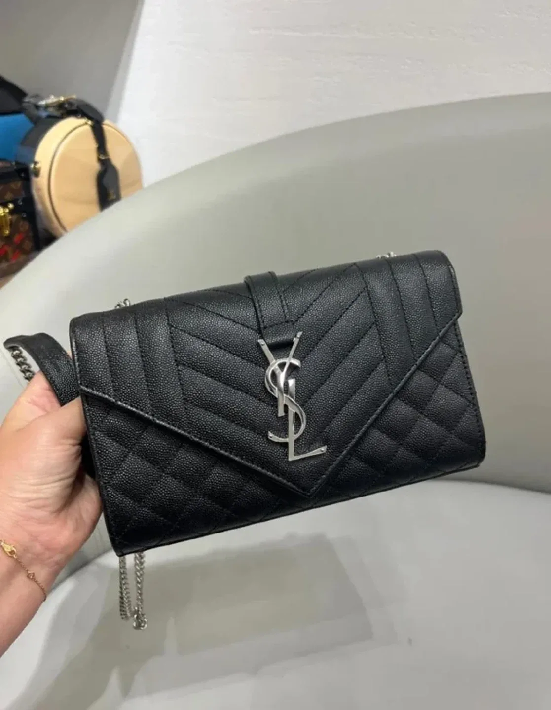 Saint Laurent YSL Black Wallet on Chain