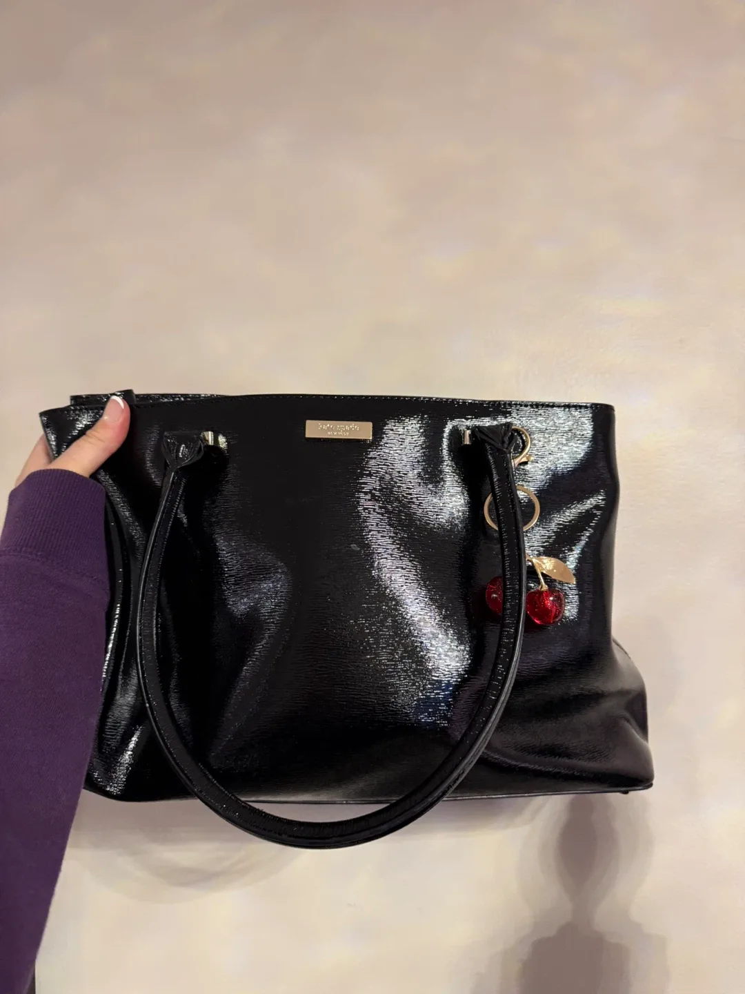 Kate Spade Black Patent Leather Tote Bag image indicator(2)