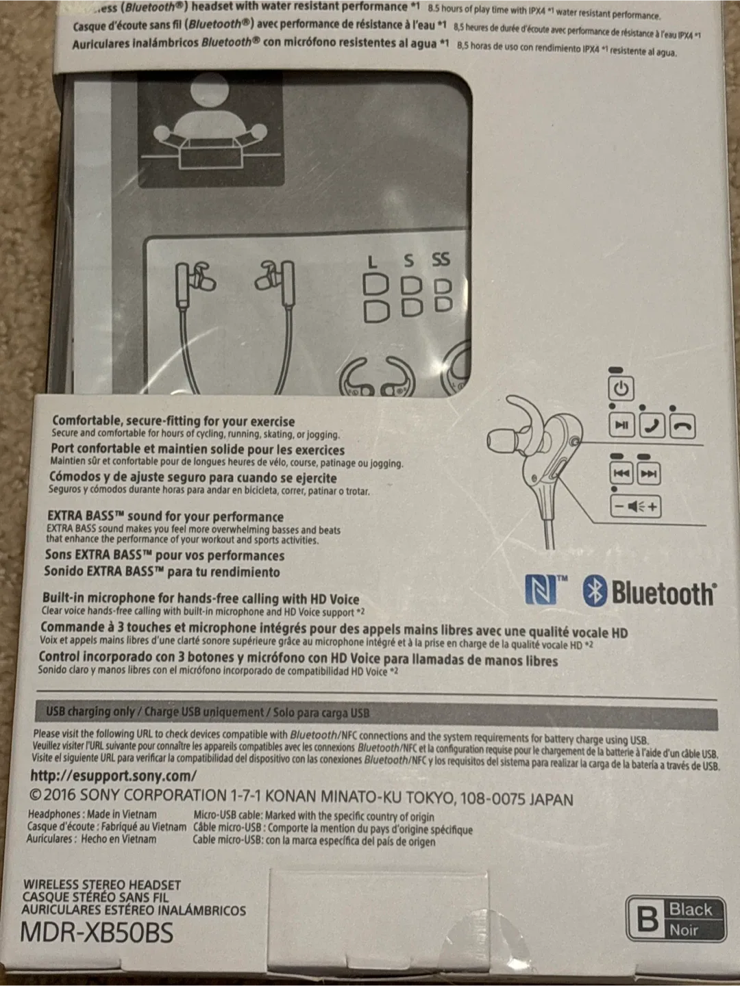 Sony MDR-XB50BS Wireless In-Ear Headphones - Black image indicator(2)