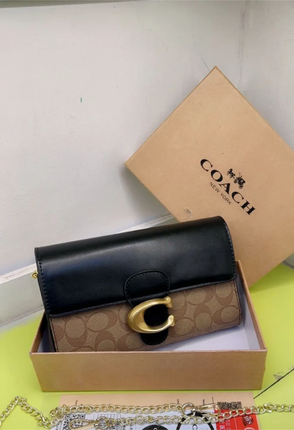 Coach Tabby Chain Clutch - Brown/Black