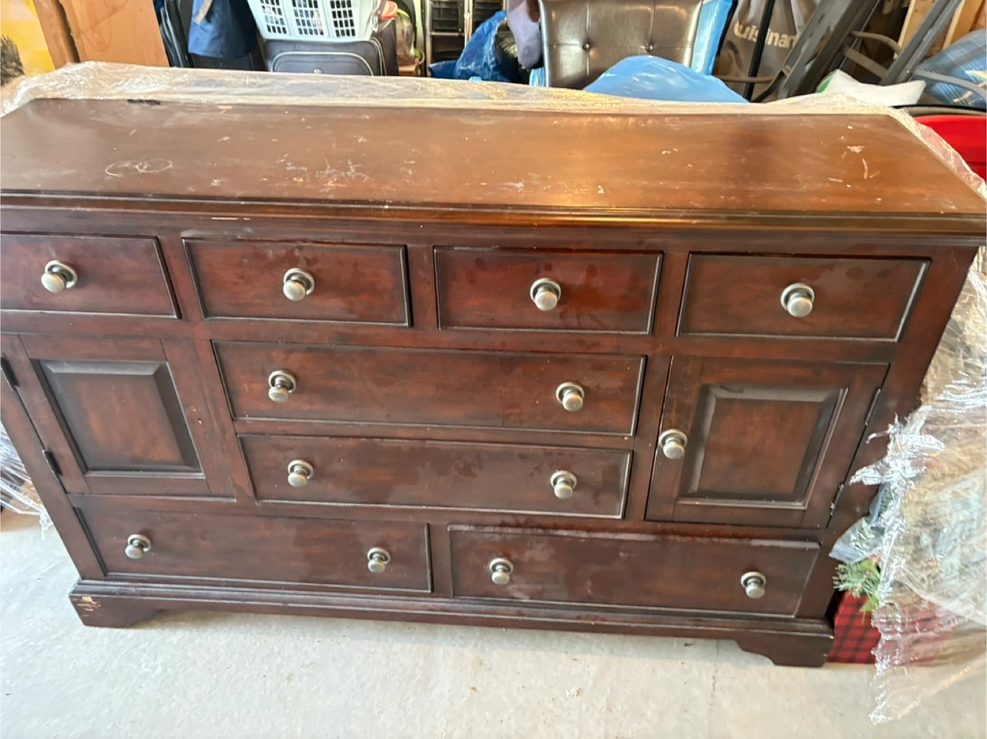 Dark Wood Dresser with mirror ( not shown) still wrapped