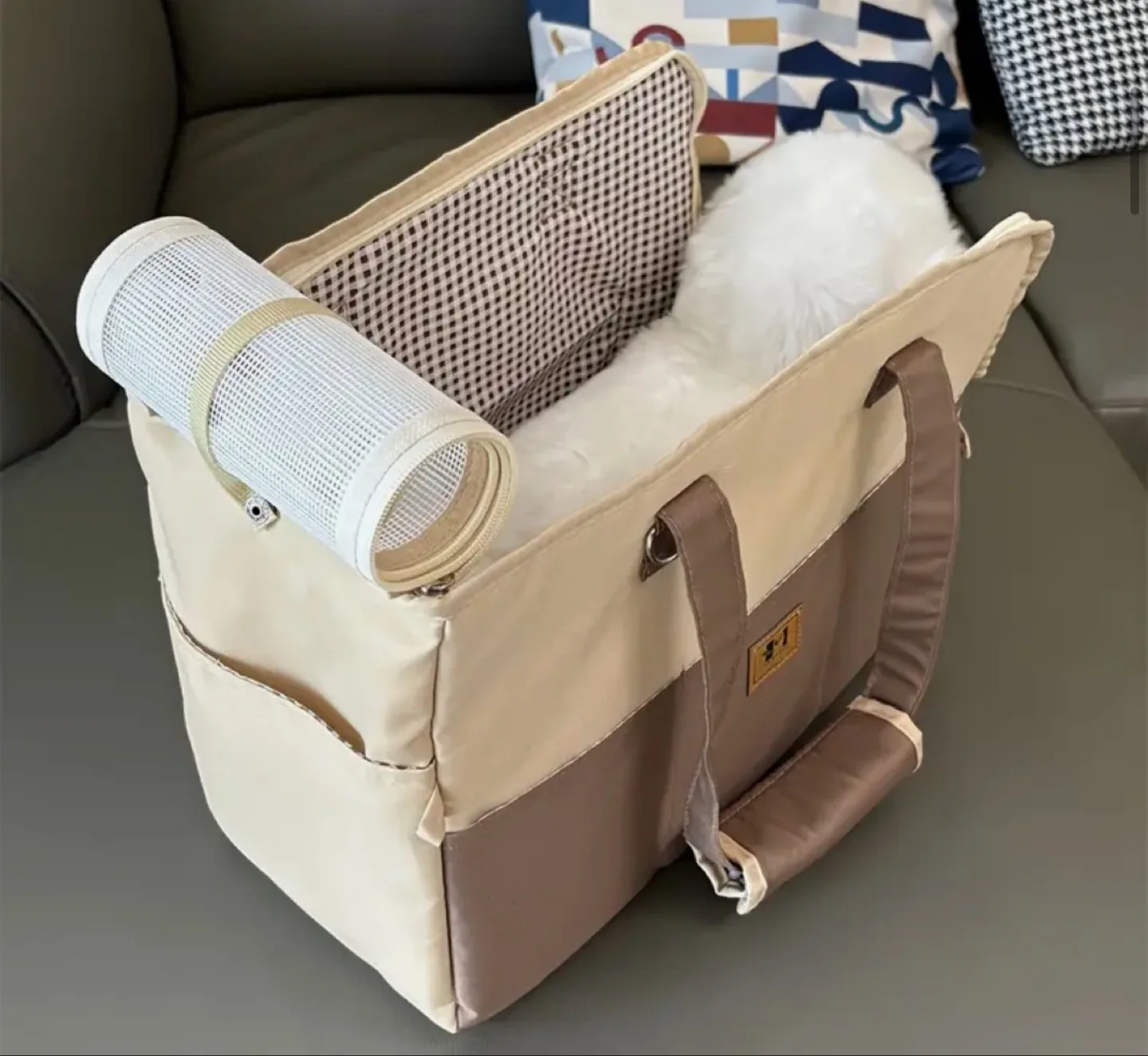 Pet Carrier Bag - Beige & Brown image indicator(2)