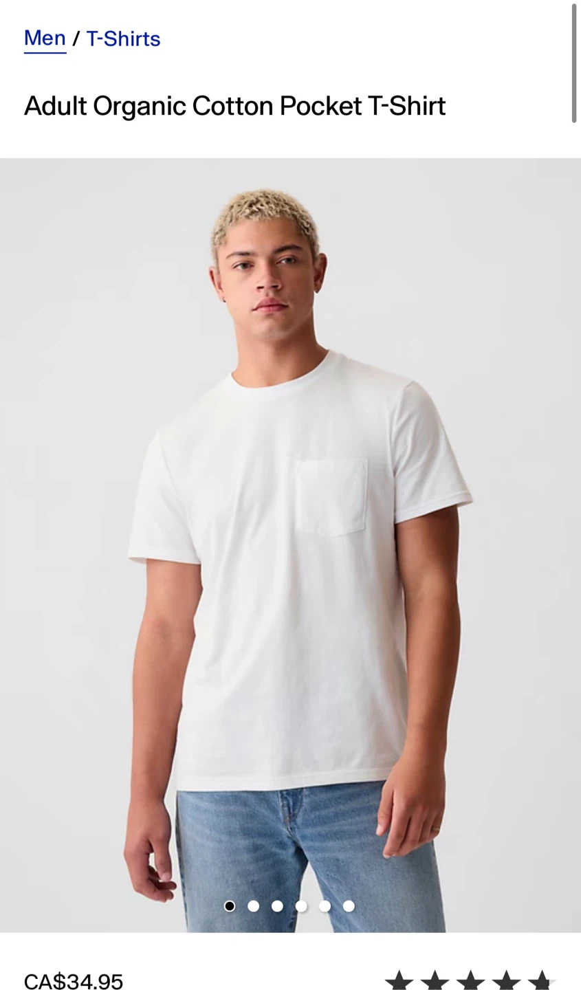 New GAP Adult Organic Cotton Pocket T-Shirt