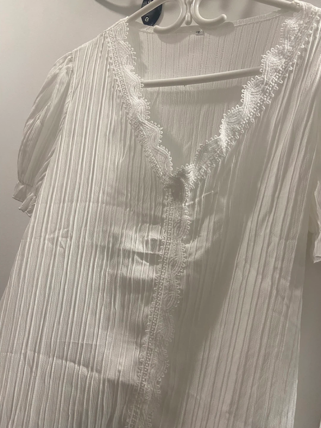 NEW White Lace Trim Blouse - Size L - photo 3