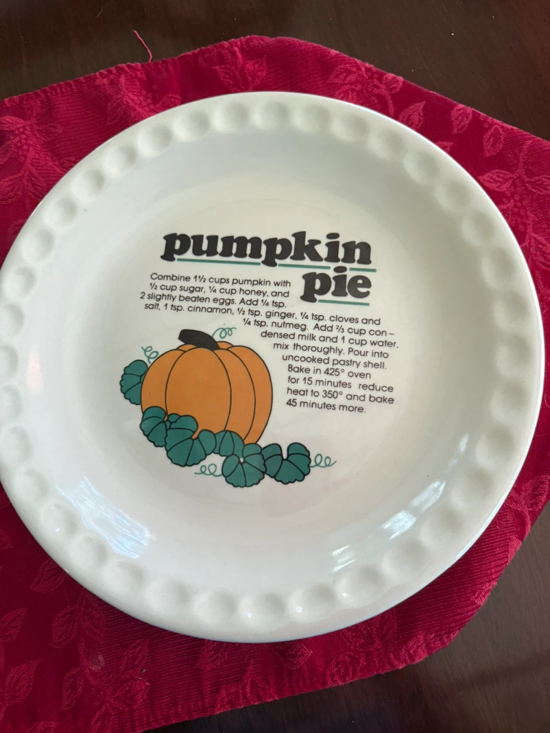 Pumpkin Pie Recipe Plate Halloween 🥕