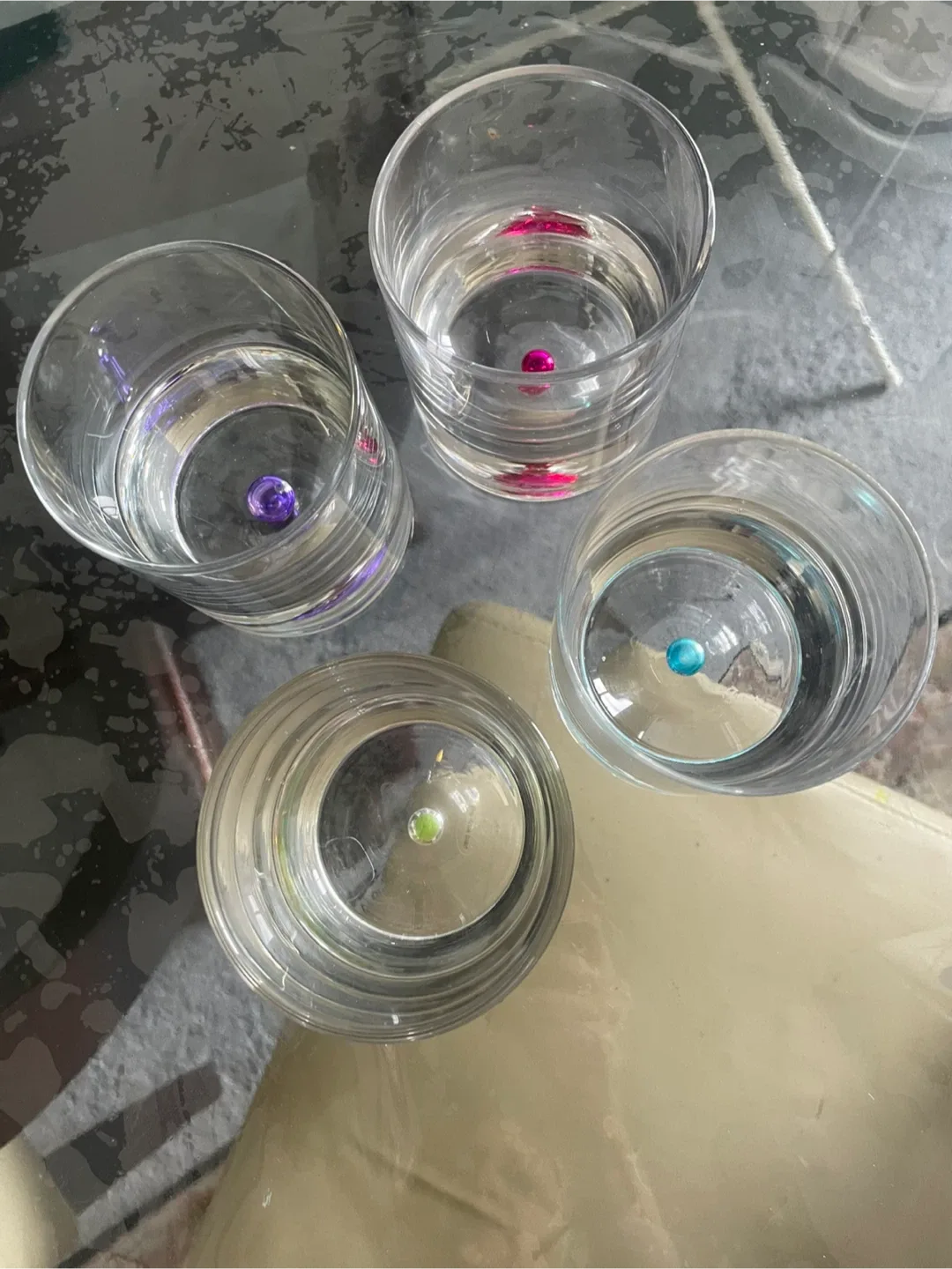 Set of 4 Fun Coloured Bottom Drinking Glasses thumbnail