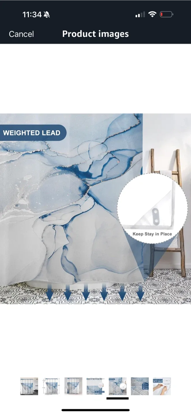 Blue Marble Shower Curtain 71x74 inches image indicator(3)