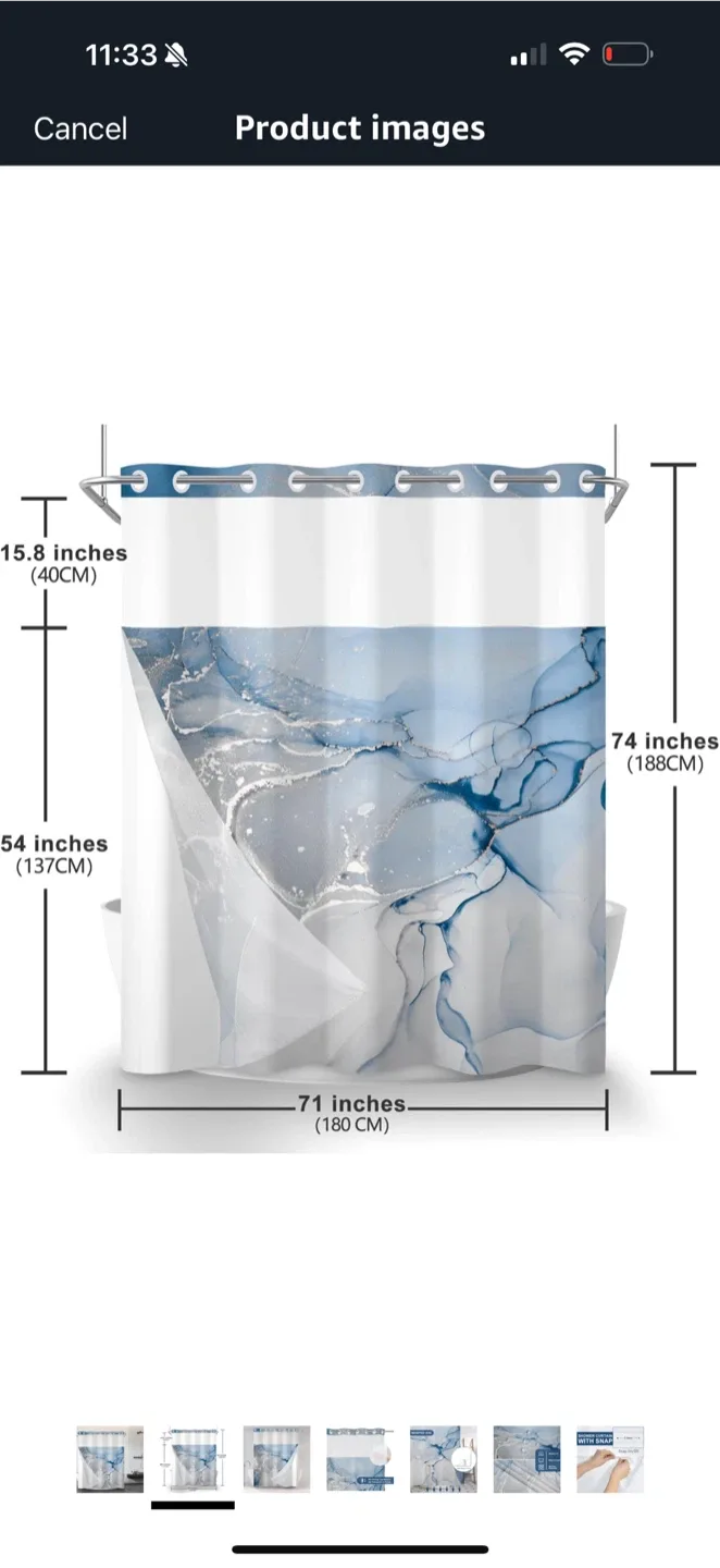 Blue Marble Shower Curtain 71x74 inches image indicator(5)