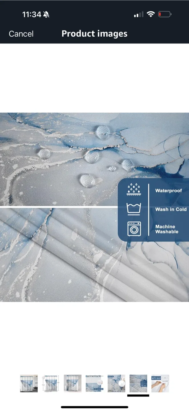 Blue Marble Shower Curtain 71x74 inches image indicator(4)