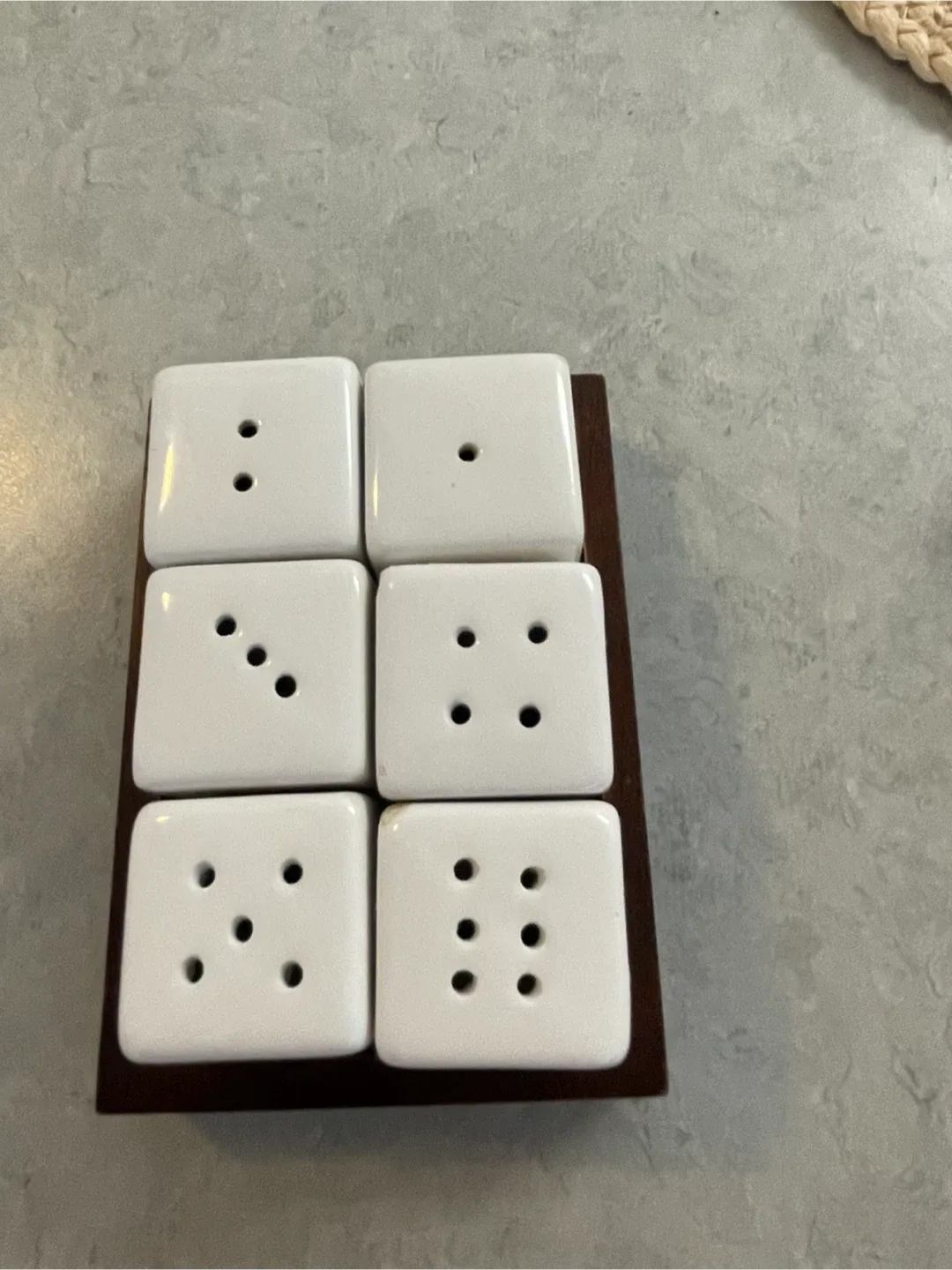 Dice Salt & Pepper Shakers with Wooden Tray thumbnail