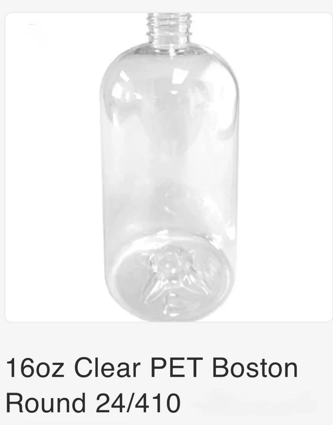 16oz Clear PET Boston Round Bottle thumbnail