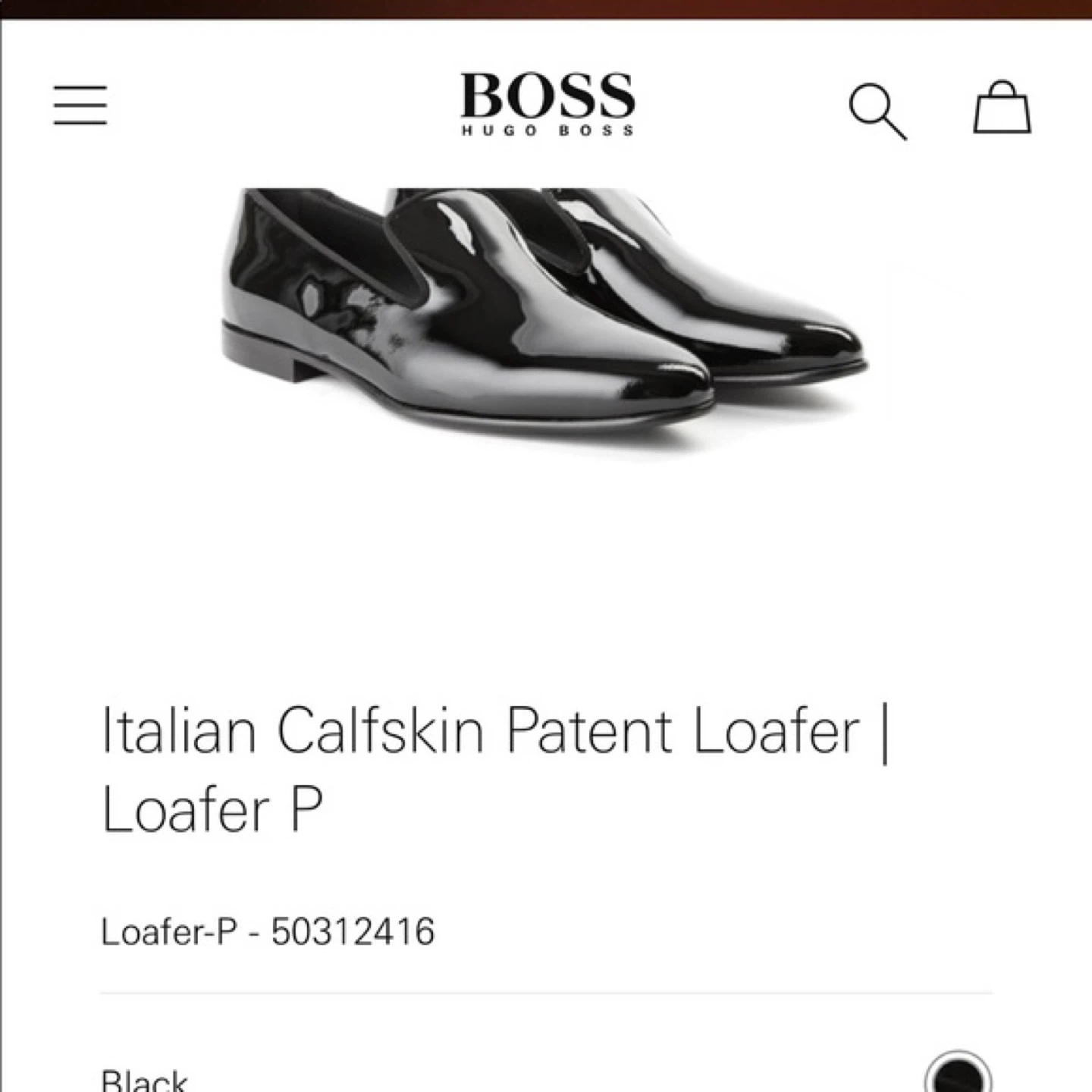 Hugo Boss Italian Calfskin Patent Loafer - Size 37.5