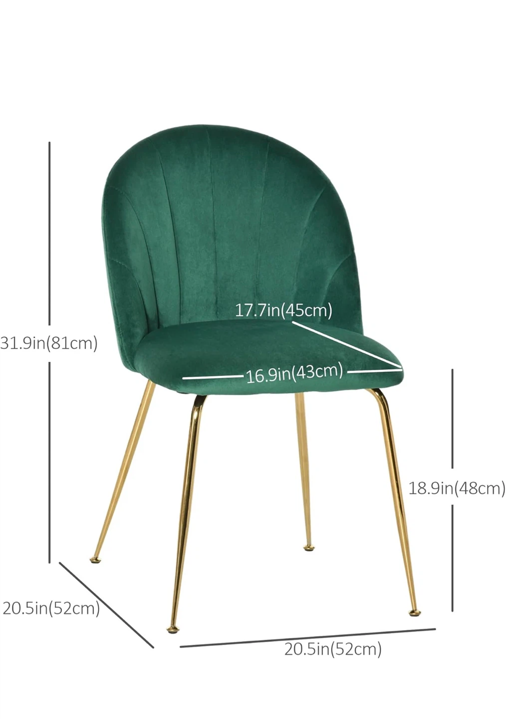 Green Velvet Accent Chairs with Gold Legs - Set of 2 - photo 2